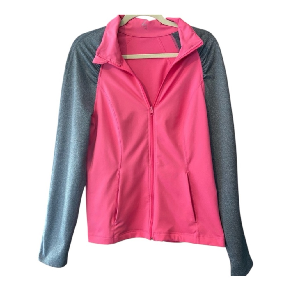 Z by Zella Pink and Gray Zip Up Jacket - Size Large